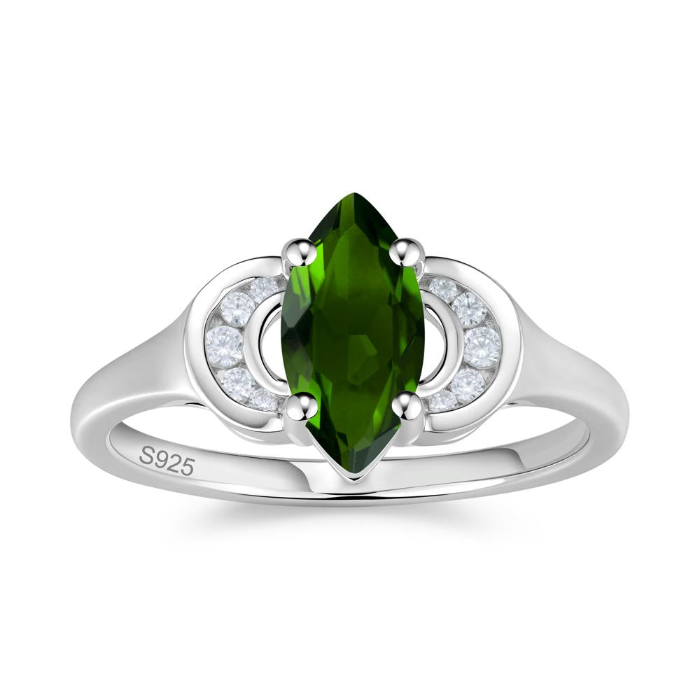 Romantic Lunar Halo Marquise Mystic Topaz Ring for Her - LUO Jewelry #gemstone_Diopside