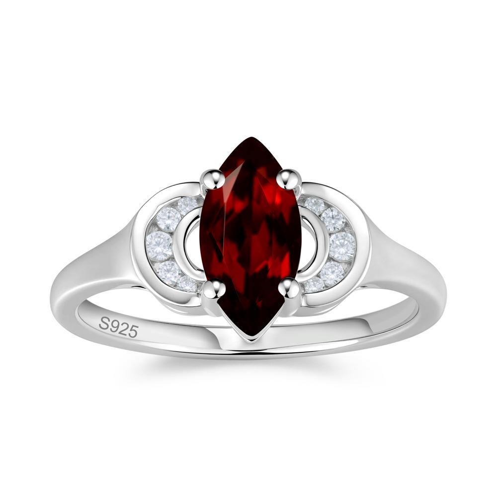 Romantic Lunar Halo Marquise Mystic Topaz Ring for Her - LUO Jewelry #gemstone_Garnet