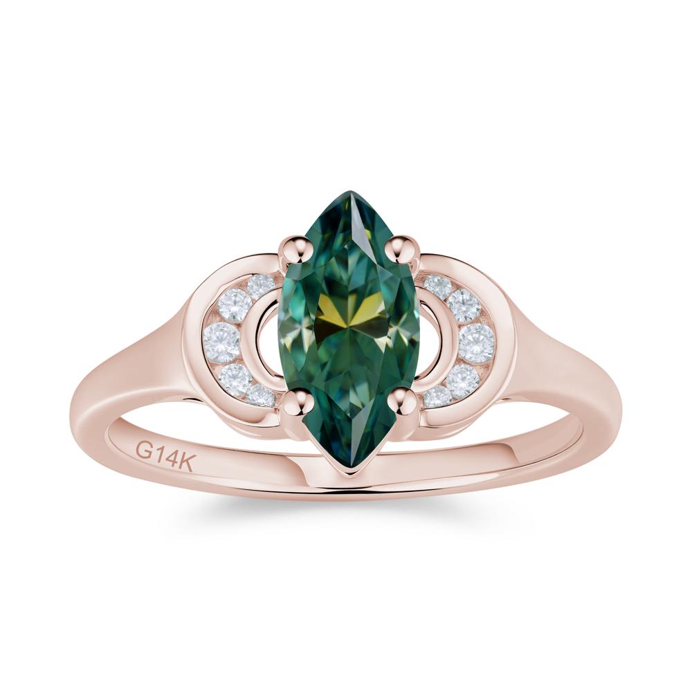 Romantic Lunar Halo Marquise Mystic Topaz Ring for Her - LUO Jewelry #gemstone_Green Moissanite