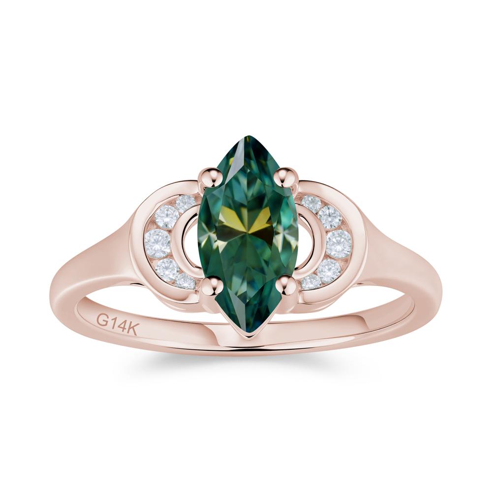 Romantic Lunar Halo Marquise Mystic Topaz Ring for Her - LUO Jewelry #gemstone_Green Moissanite