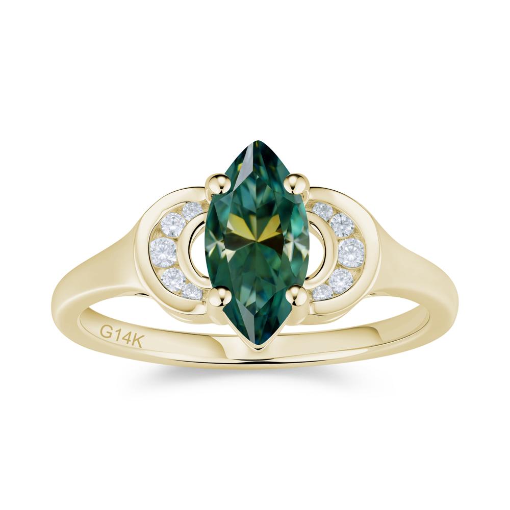 Romantic Lunar Halo Marquise Mystic Topaz Ring for Her - LUO Jewelry #gemstone_Green Moissanite