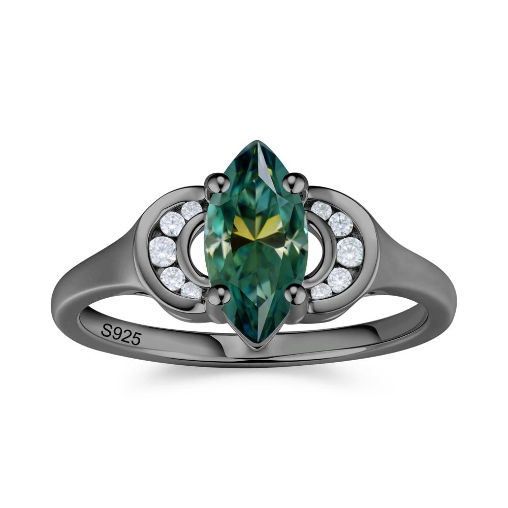 Romantic Lunar Halo Marquise Mystic Topaz Ring for Her - LUO Jewelry #gemstone_Green Moissanite