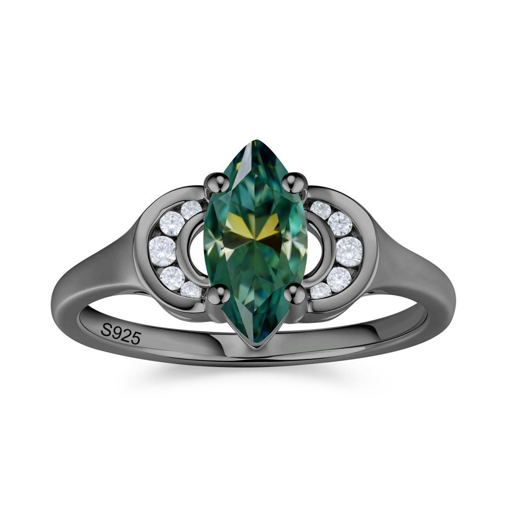 Romantic Lunar Halo Marquise Mystic Topaz Ring for Her - LUO Jewelry #gemstone_Green Moissanite