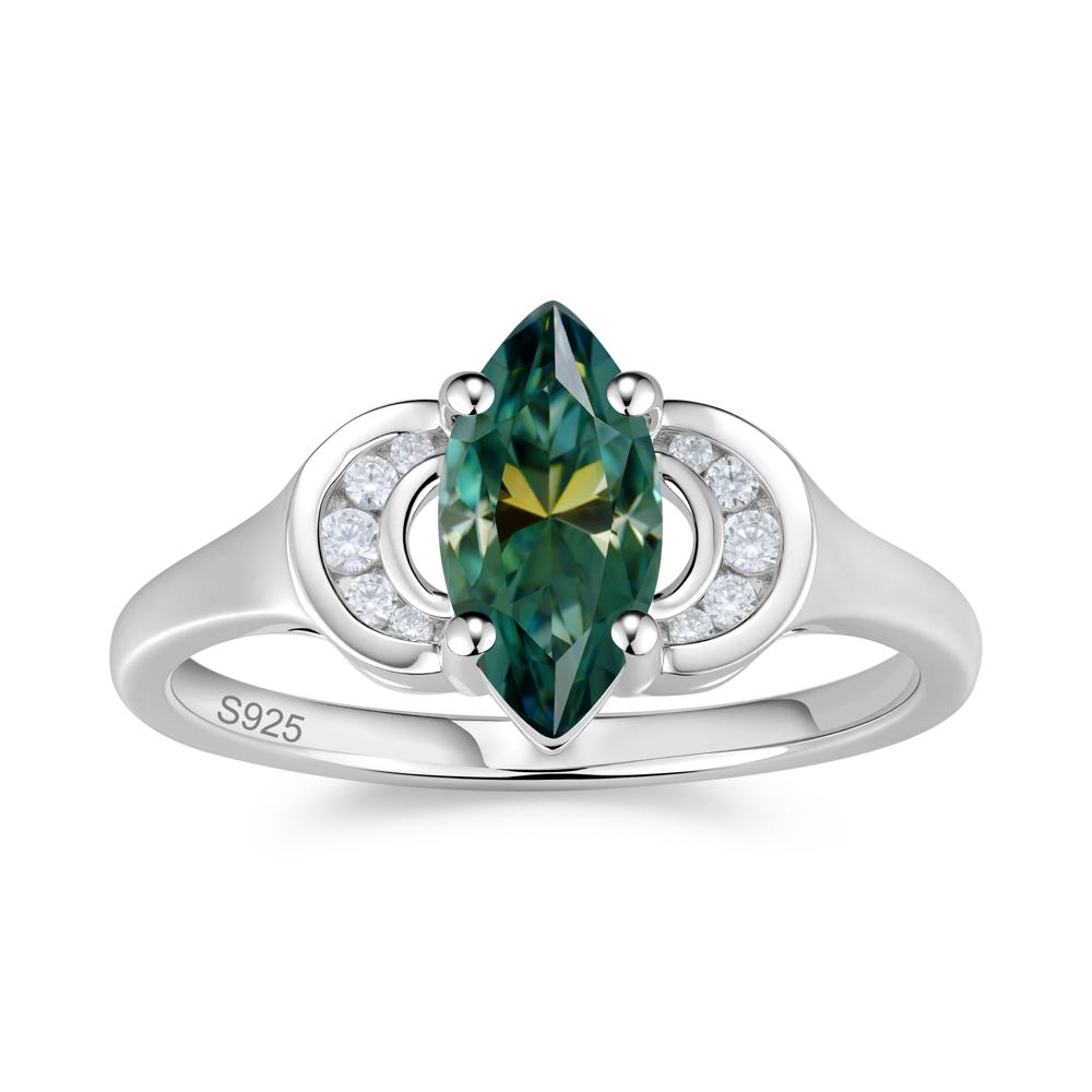 Romantic Lunar Halo Marquise Mystic Topaz Ring for Her - LUO Jewelry #gemstone_Green Moissanite