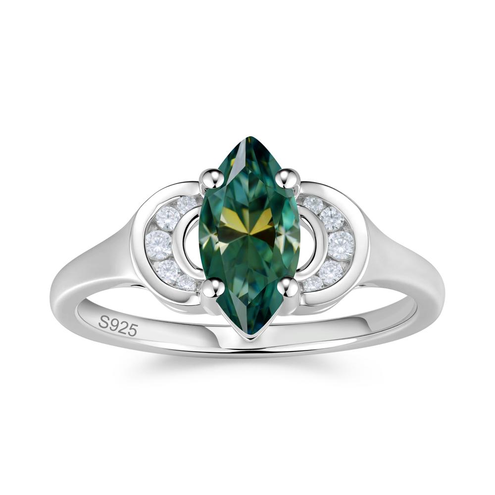Romantic Lunar Halo Marquise Mystic Topaz Ring for Her - LUO Jewelry #gemstone_Green Moissanite