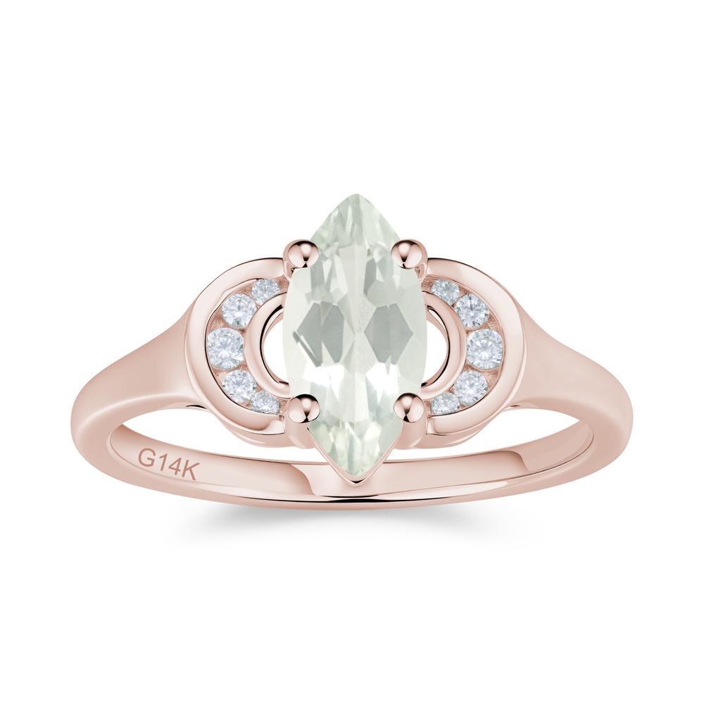 Romantic Lunar Halo Marquise Mystic Topaz Ring for Her - LUO Jewelry #gemstone_Green Amethyst