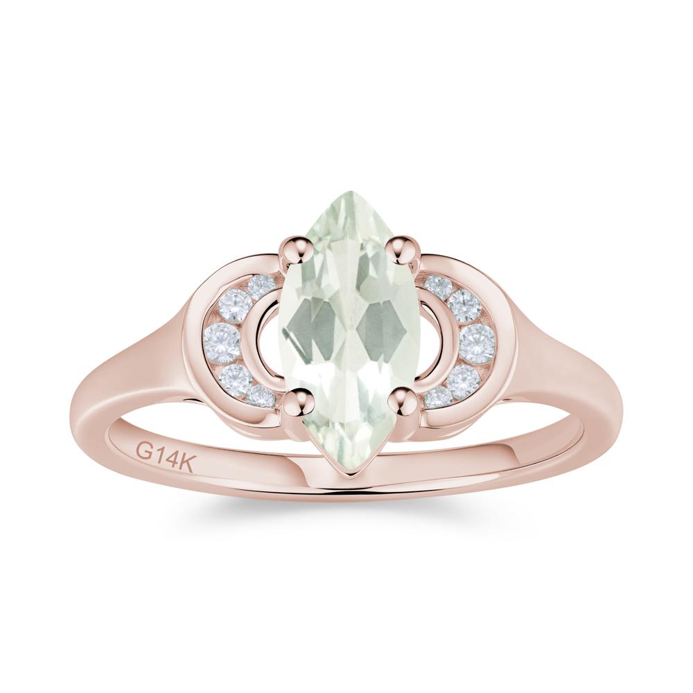 Romantic Lunar Halo Marquise Mystic Topaz Ring for Her - LUO Jewelry #gemstone_Green Amethyst
