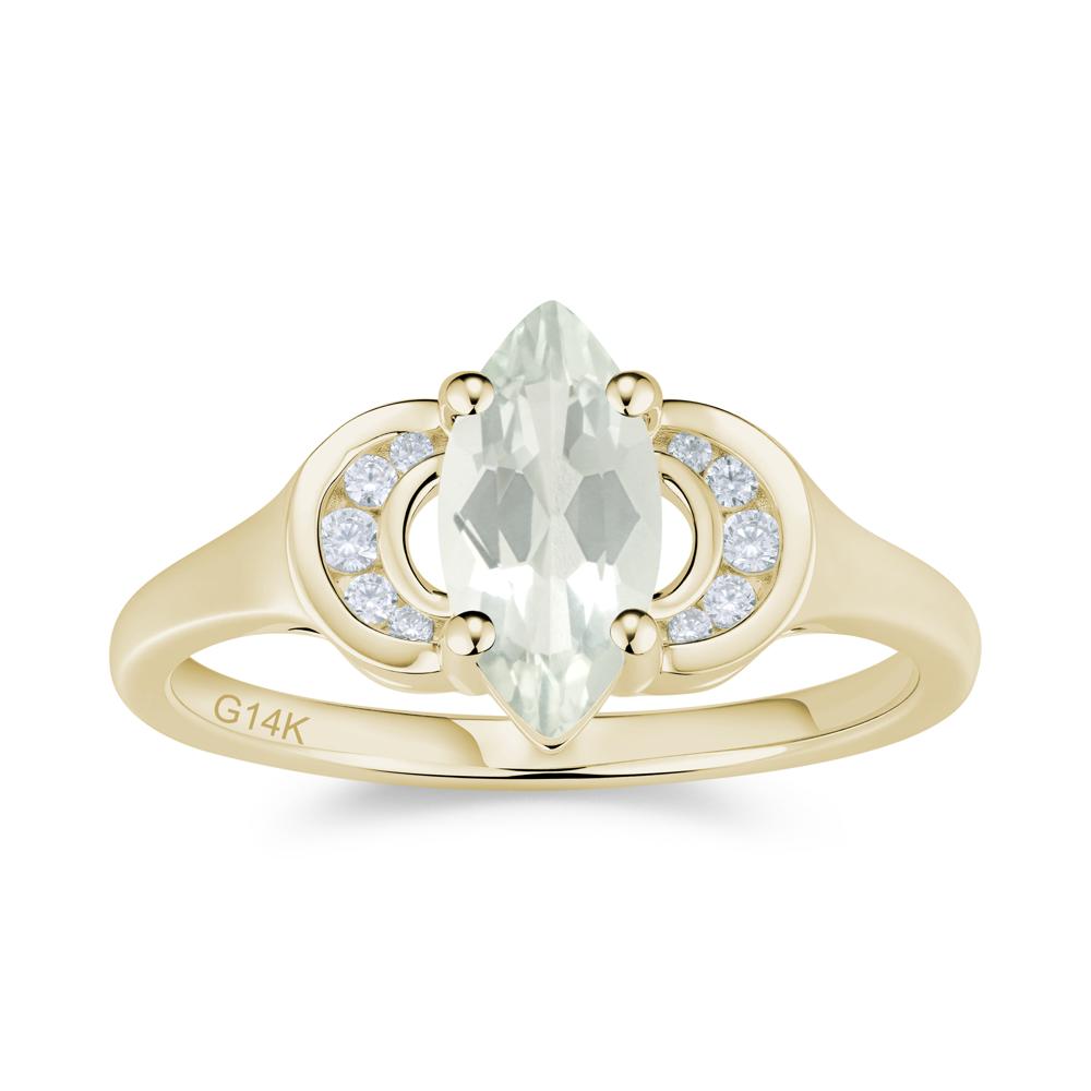 Romantic Lunar Halo Marquise Mystic Topaz Ring for Her - LUO Jewelry #gemstone_Green Amethyst
