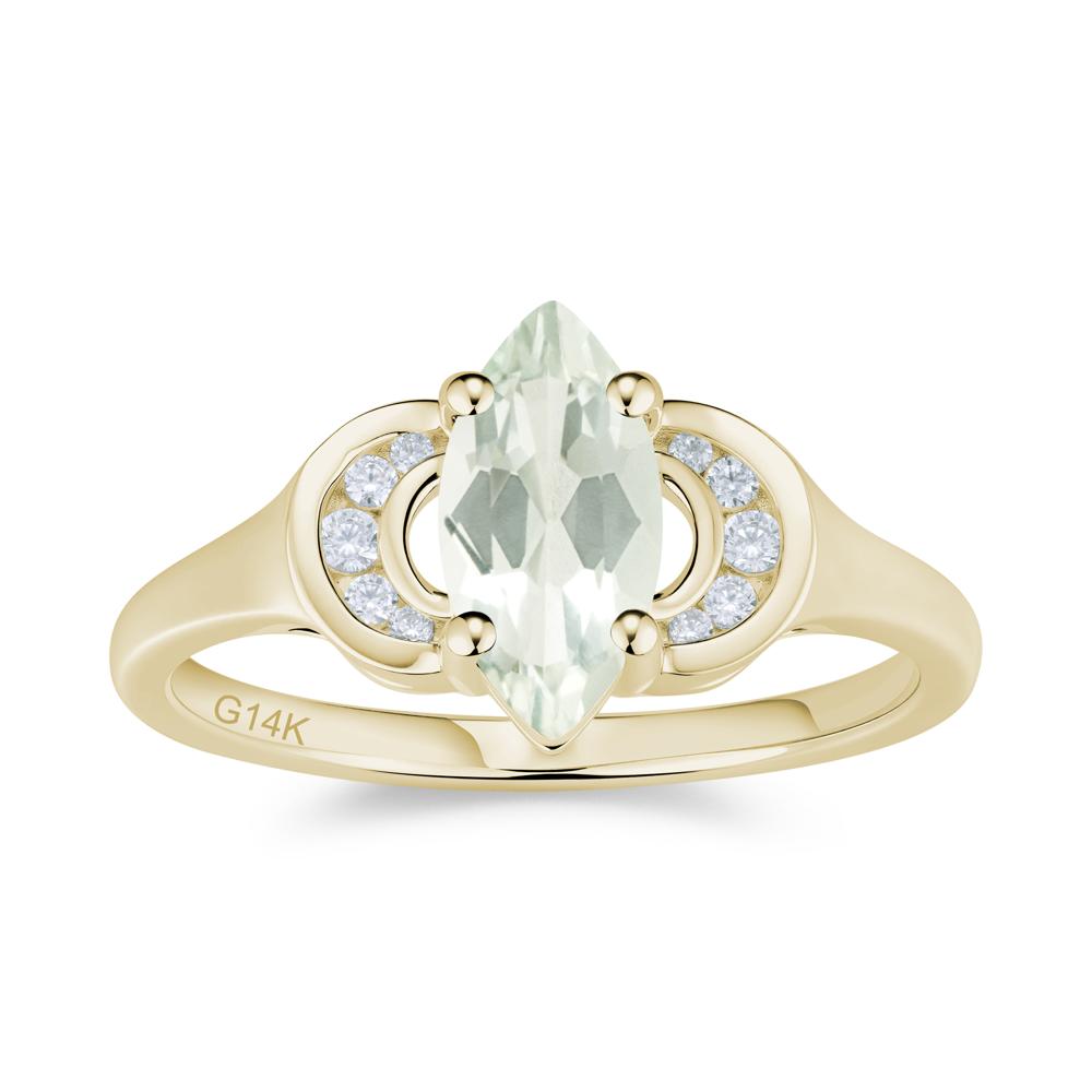 Romantic Lunar Halo Marquise Mystic Topaz Ring for Her - LUO Jewelry #gemstone_Green Amethyst