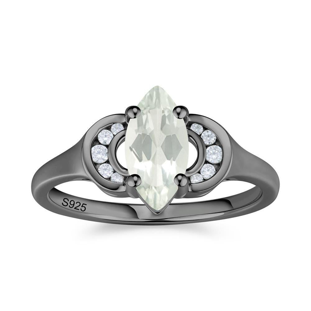 Romantic Lunar Halo Marquise Mystic Topaz Ring for Her - LUO Jewelry #gemstone_Green Amethyst