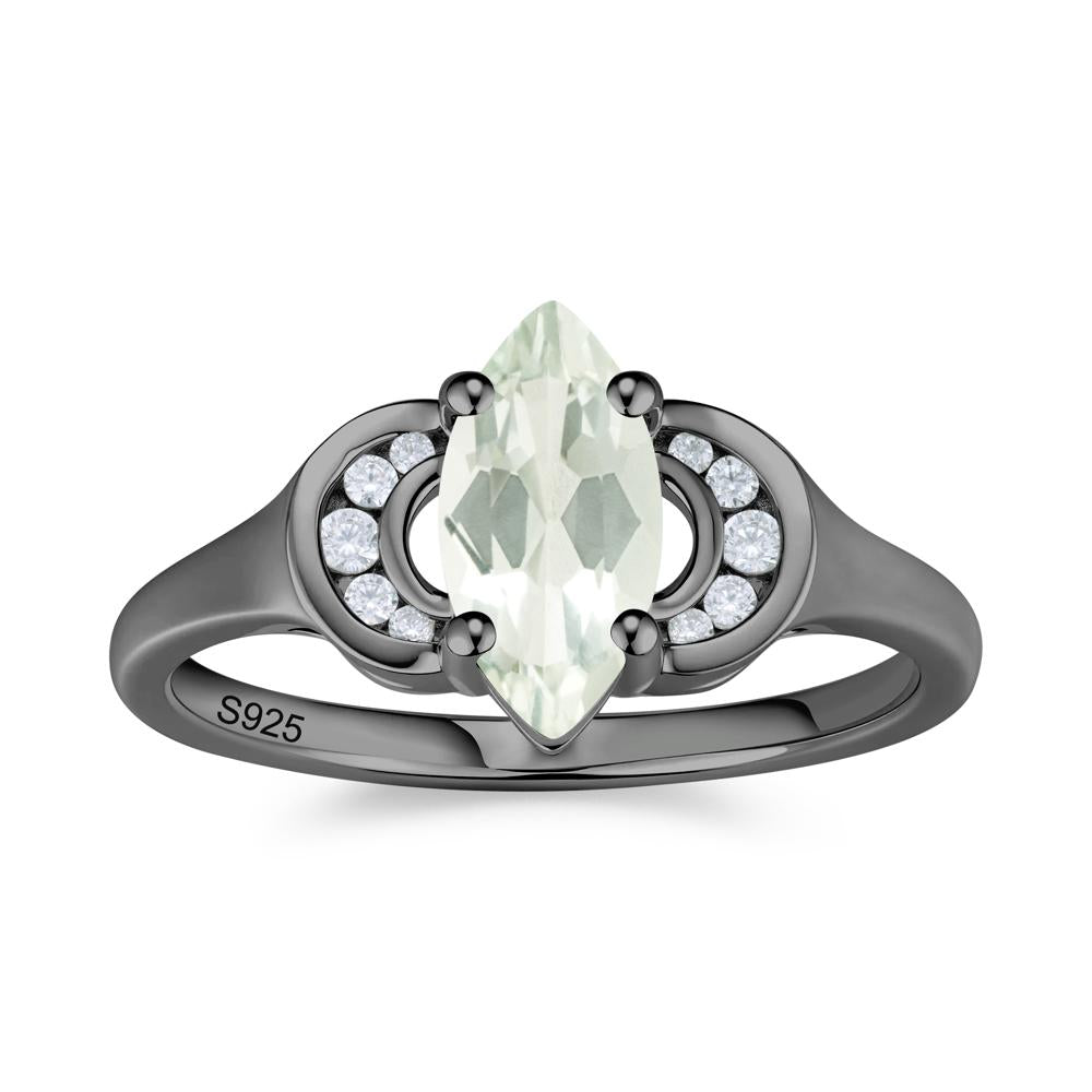 Romantic Lunar Halo Marquise Mystic Topaz Ring for Her - LUO Jewelry #gemstone_Green Amethyst