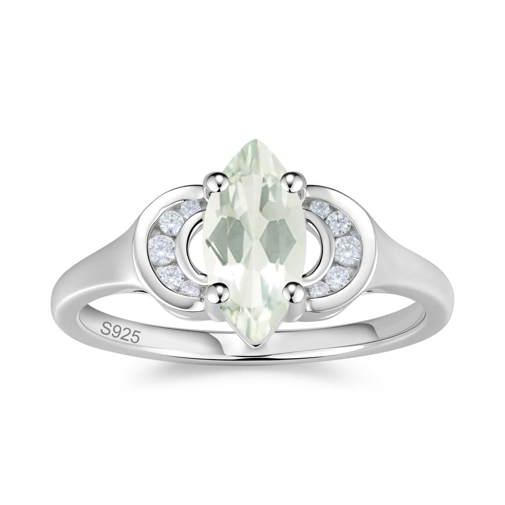 Romantic Lunar Halo Marquise Mystic Topaz Ring for Her - LUO Jewelry #gemstone_Green Amethyst