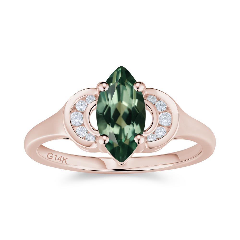 Romantic Lunar Halo Marquise Mystic Topaz Ring for Her - LUO Jewelry #gemstone_Green Sapphire