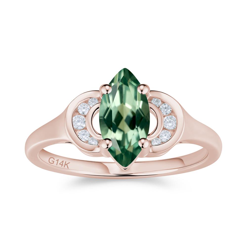 Romantic Lunar Halo Marquise Mystic Topaz Ring for Her - LUO Jewelry #gemstone_Green Sapphire