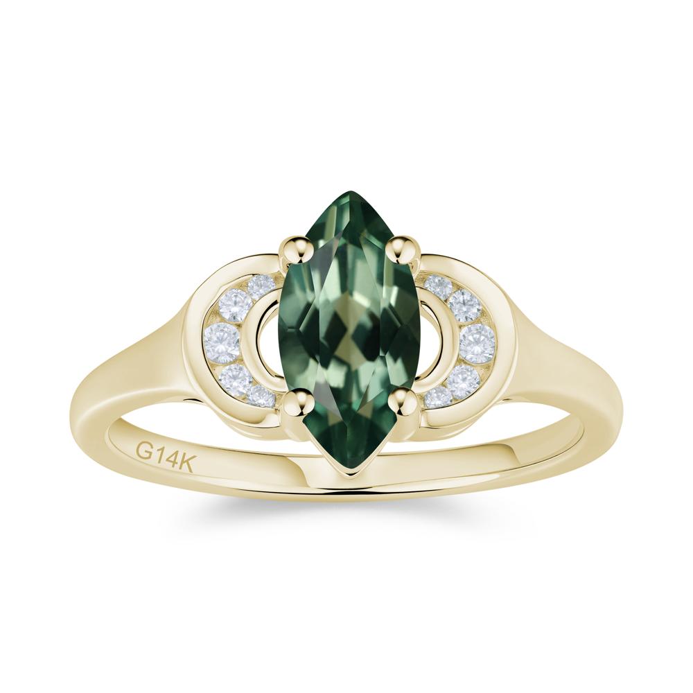 Romantic Lunar Halo Marquise Mystic Topaz Ring for Her - LUO Jewelry #gemstone_Green Sapphire