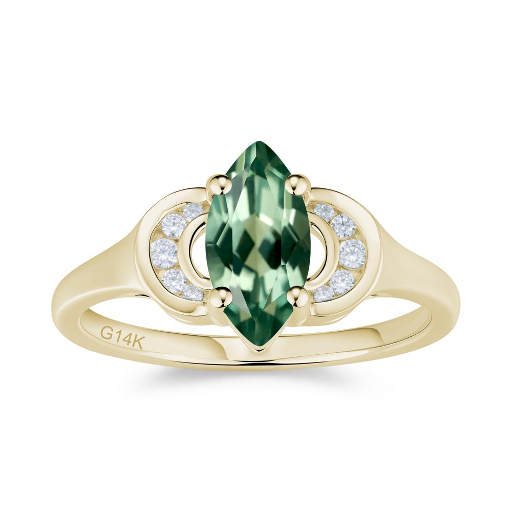 Romantic Lunar Halo Marquise Mystic Topaz Ring for Her - LUO Jewelry #gemstone_Green Sapphire