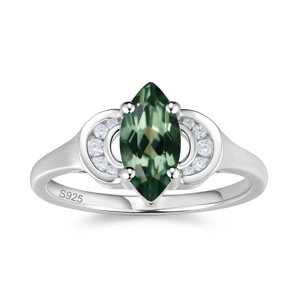 Romantic Lunar Halo Marquise Mystic Topaz Ring for Her - LUO Jewelry #gemstone_Green Sapphire