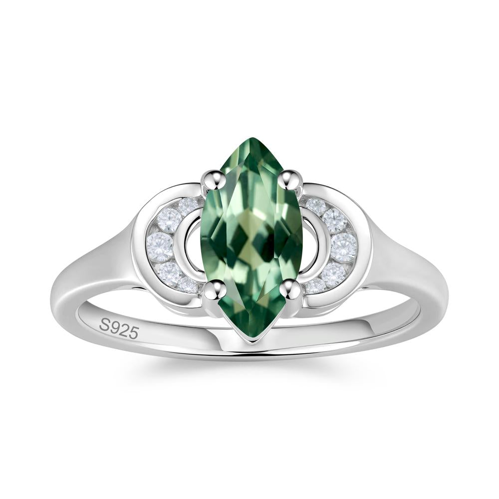 Romantic Lunar Halo Marquise Mystic Topaz Ring for Her - LUO Jewelry #gemstone_Green Sapphire