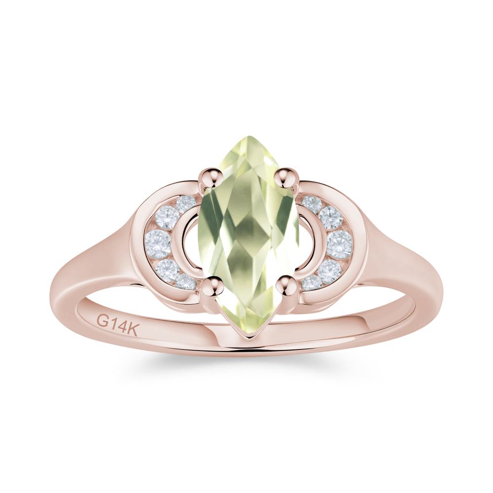 Romantic Lunar Halo Marquise Mystic Topaz Ring for Her - LUO Jewelry #gemstone_Lemon Quartz