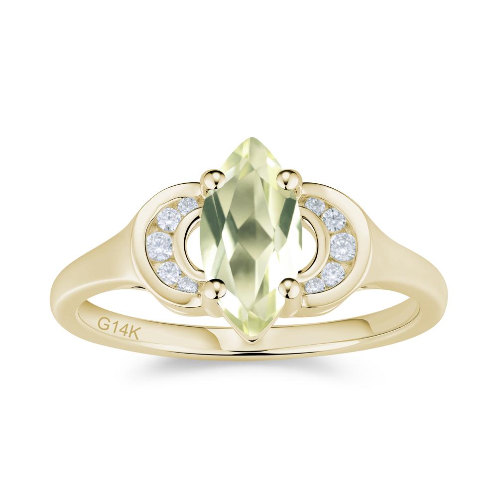 Romantic Lunar Halo Marquise Mystic Topaz Ring for Her - LUO Jewelry #gemstone_Lemon Quartz