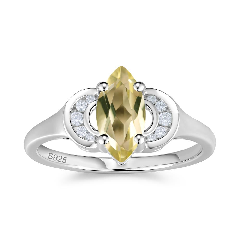 Romantic Lunar Halo Marquise Mystic Topaz Ring for Her - LUO Jewelry #gemstone_Lemon Quartz