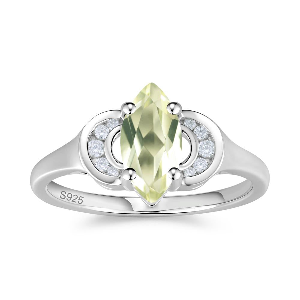 Romantic Lunar Halo Marquise Mystic Topaz Ring for Her - LUO Jewelry #gemstone_Lemon Quartz
