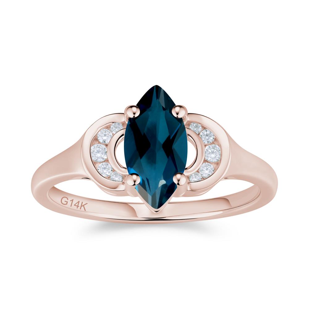 Romantic Lunar Halo Marquise Mystic Topaz Ring for Her - LUO Jewelry #gemstone_London Blue Topaz