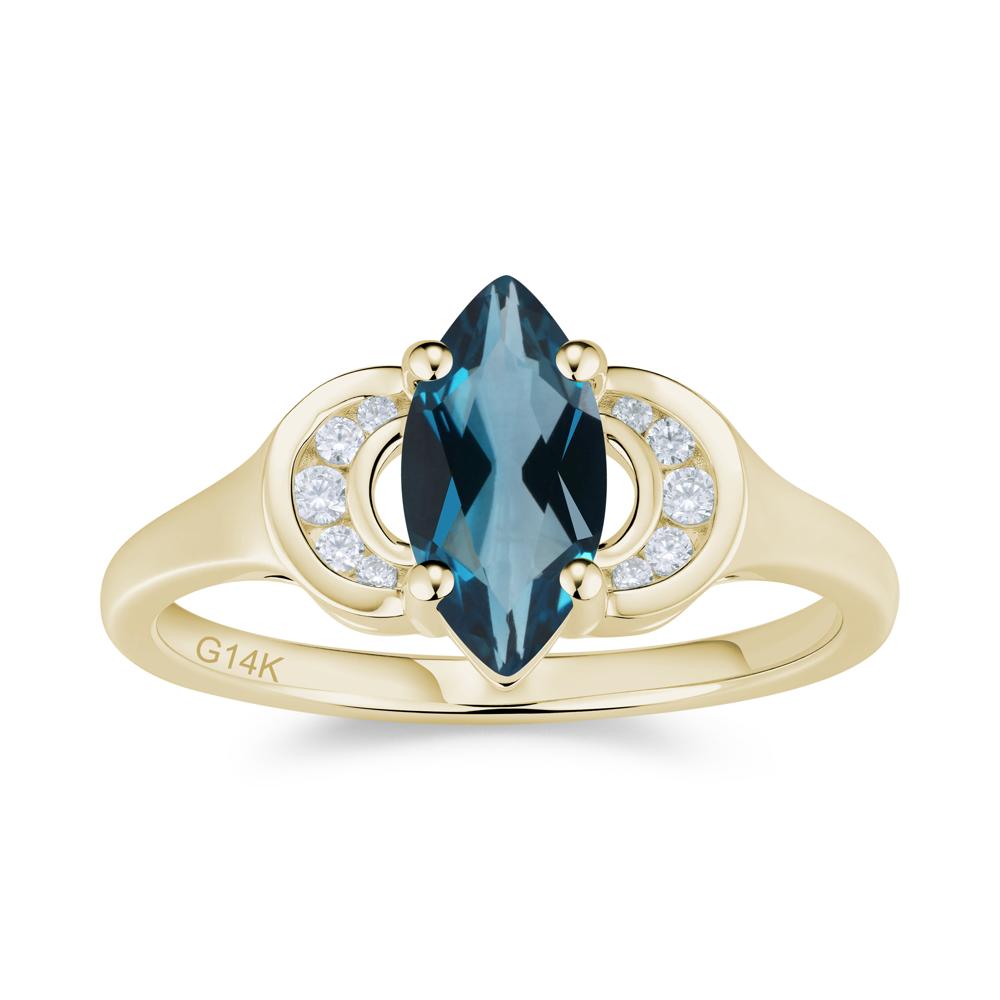 Romantic Lunar Halo Marquise Mystic Topaz Ring for Her - LUO Jewelry #gemstone_London Blue Topaz