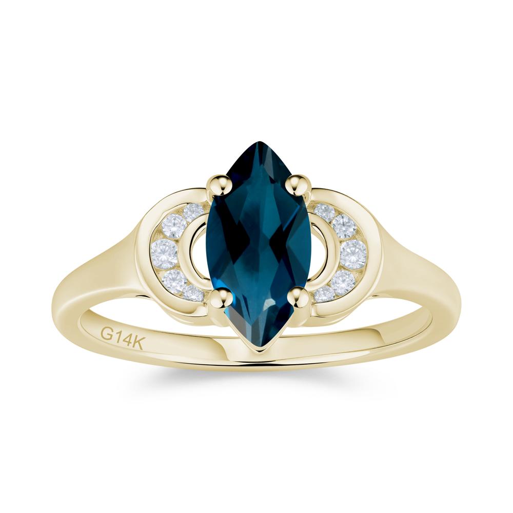 Romantic Lunar Halo Marquise Mystic Topaz Ring for Her - LUO Jewelry #gemstone_London Blue Topaz