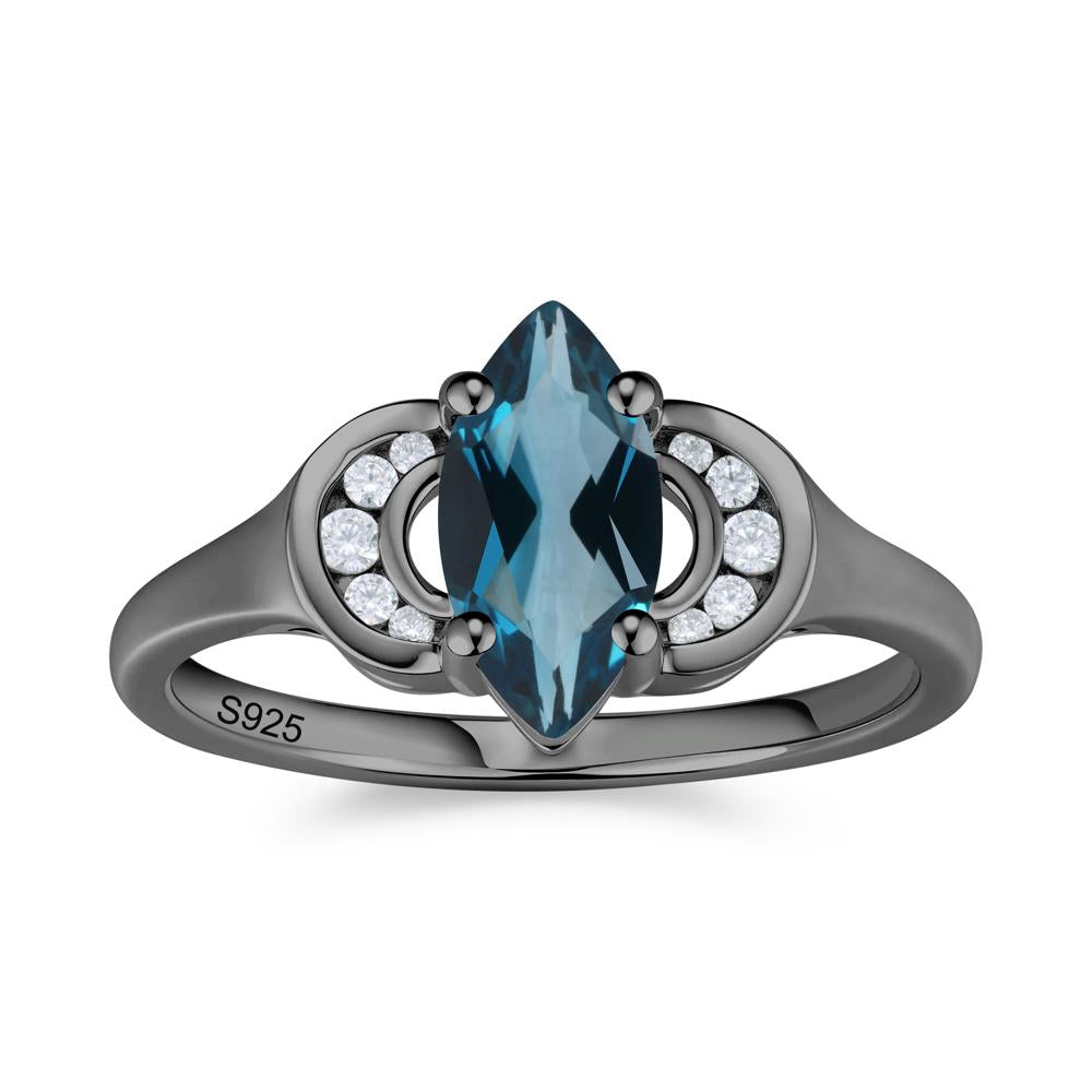 Romantic Lunar Halo Marquise Mystic Topaz Ring for Her - LUO Jewelry #gemstone_London Blue Topaz