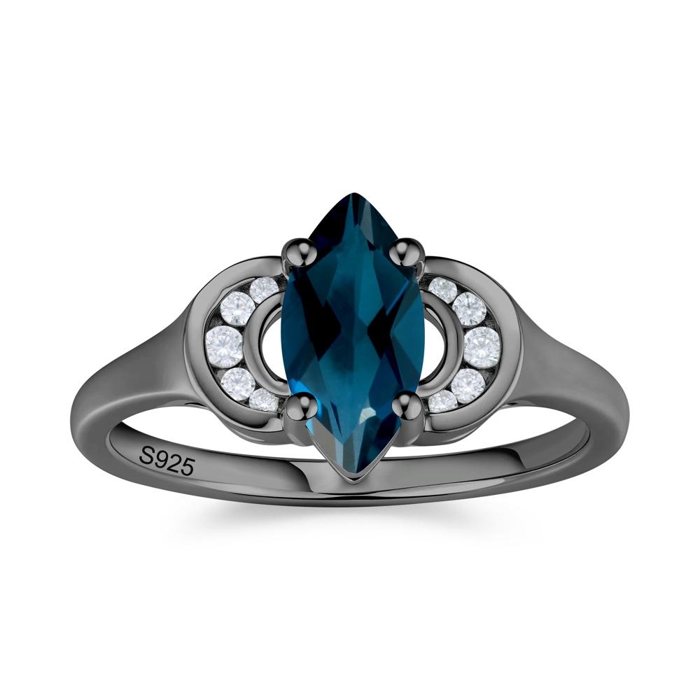 Romantic Lunar Halo Marquise Mystic Topaz Ring for Her - LUO Jewelry #gemstone_London Blue Topaz