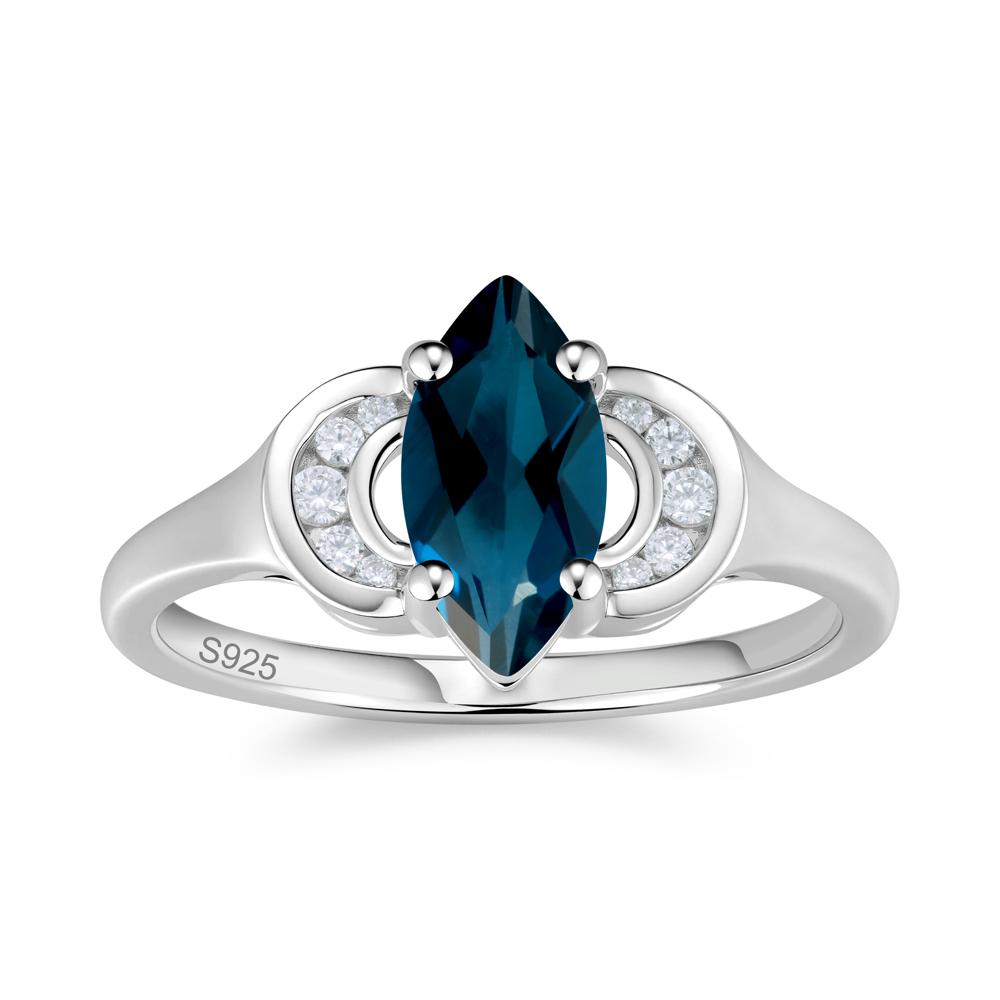 Romantic Lunar Halo Marquise Mystic Topaz Ring for Her - LUO Jewelry #gemstone_London Blue Topaz