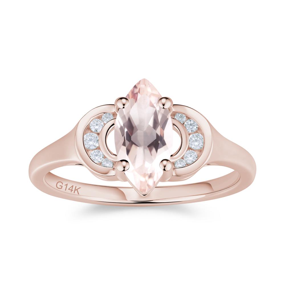 Romantic Lunar Halo Marquise Mystic Topaz Ring for Her - LUO Jewelry #gemstone_Morganite