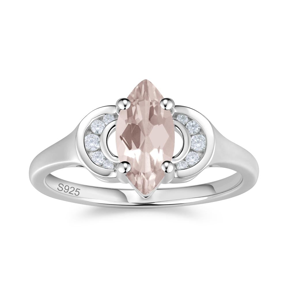 Romantic Lunar Halo Marquise Mystic Topaz Ring for Her - LUO Jewelry #gemstone_Morganite