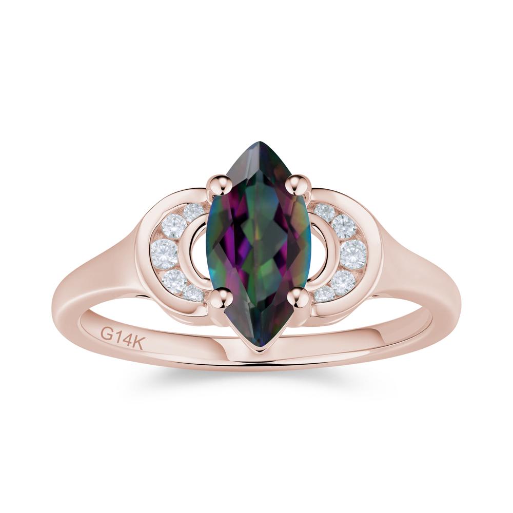Romantic Lunar Halo Marquise Mystic Topaz Ring for Her - LUO Jewelry #gemstone_Mystic Topaz