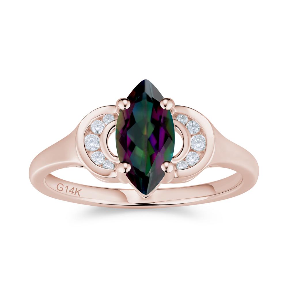 Romantic Lunar Halo Marquise Mystic Topaz Ring for Her - LUO Jewelry #gemstone_Mystic Topaz