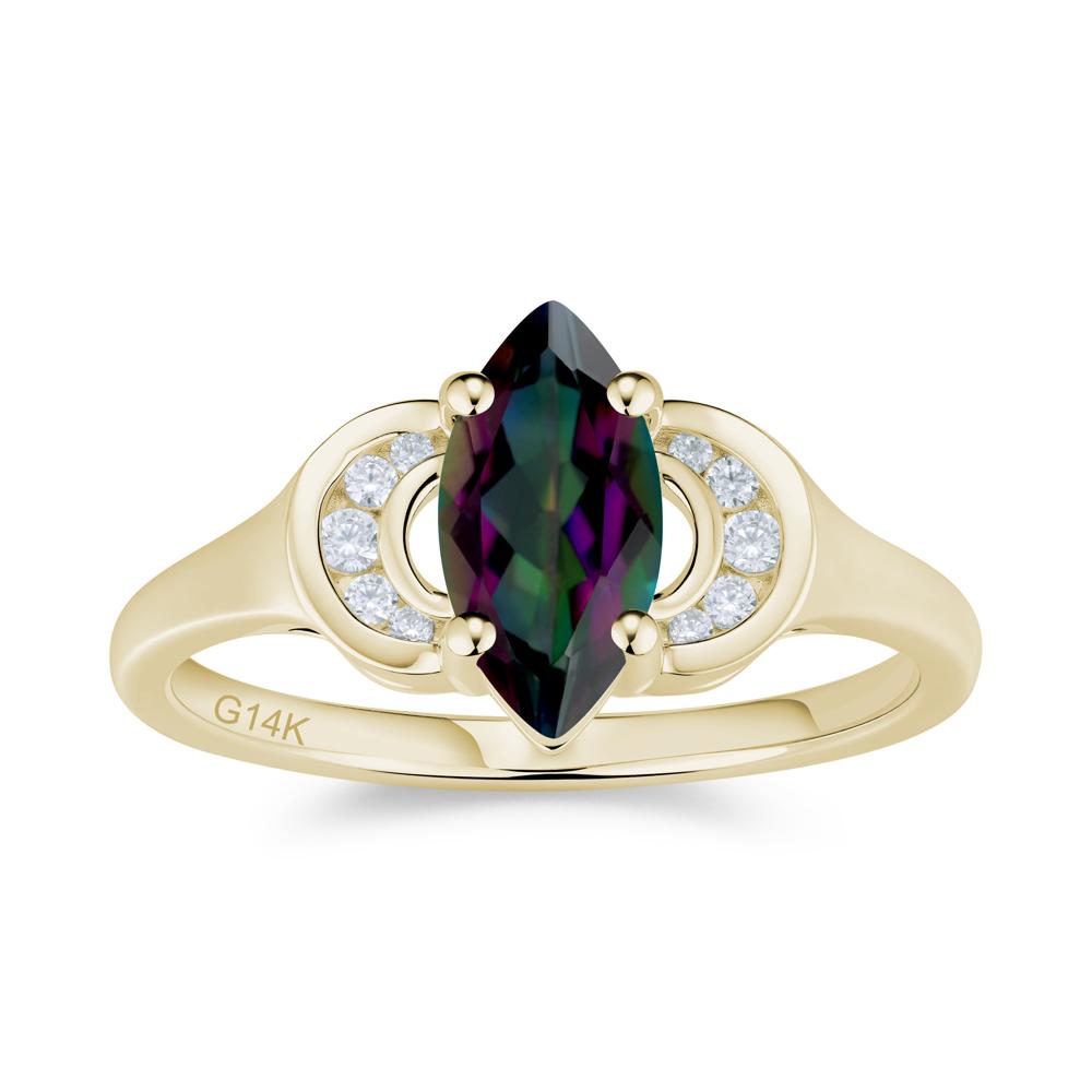 Romantic Lunar Halo Marquise Mystic Topaz Ring for Her - LUO Jewelry #gemstone_Mystic Topaz