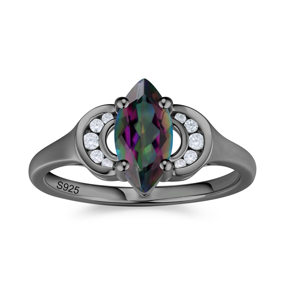 Romantic Lunar Halo Marquise Mystic Topaz Ring for Her - LUO Jewelry #gemstone_Mystic Topaz