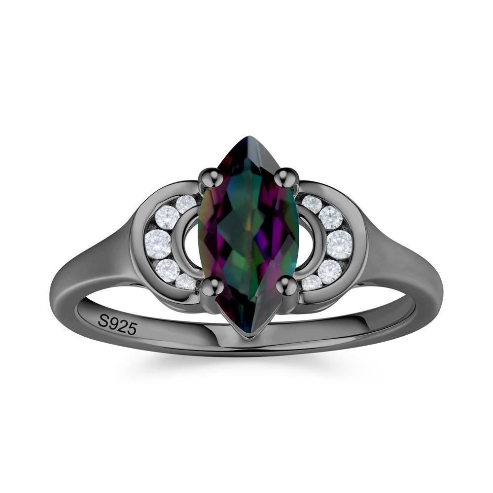 Romantic Lunar Halo Marquise Mystic Topaz Ring for Her - LUO Jewelry #gemstone_Mystic Topaz