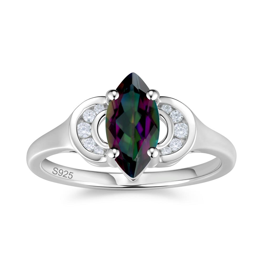 Romantic Lunar Halo Marquise Mystic Topaz Ring for Her - LUO Jewelry #gemstone_Mystic Topaz