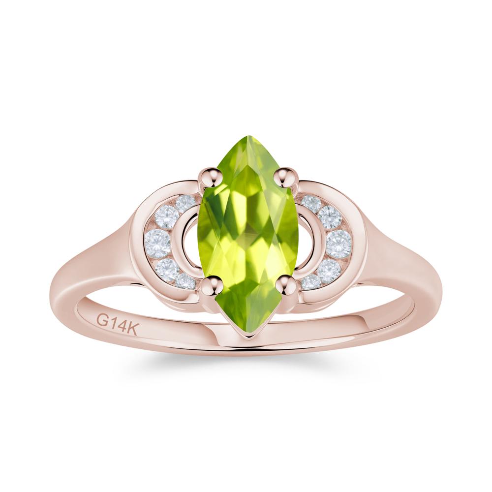 Romantic Lunar Halo Marquise Mystic Topaz Ring for Her - LUO Jewelry #gemstone_Peridot