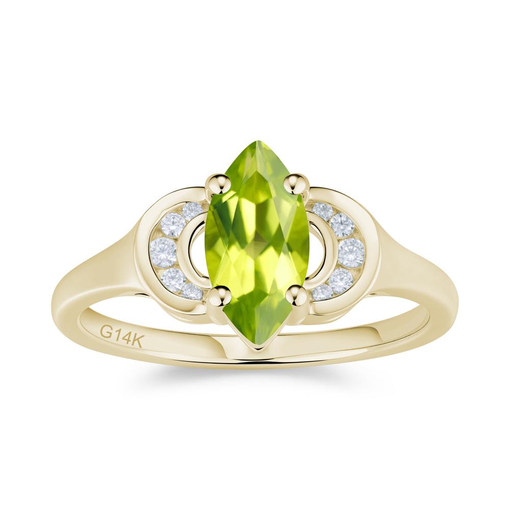 Romantic Lunar Halo Marquise Mystic Topaz Ring for Her - LUO Jewelry #gemstone_Peridot