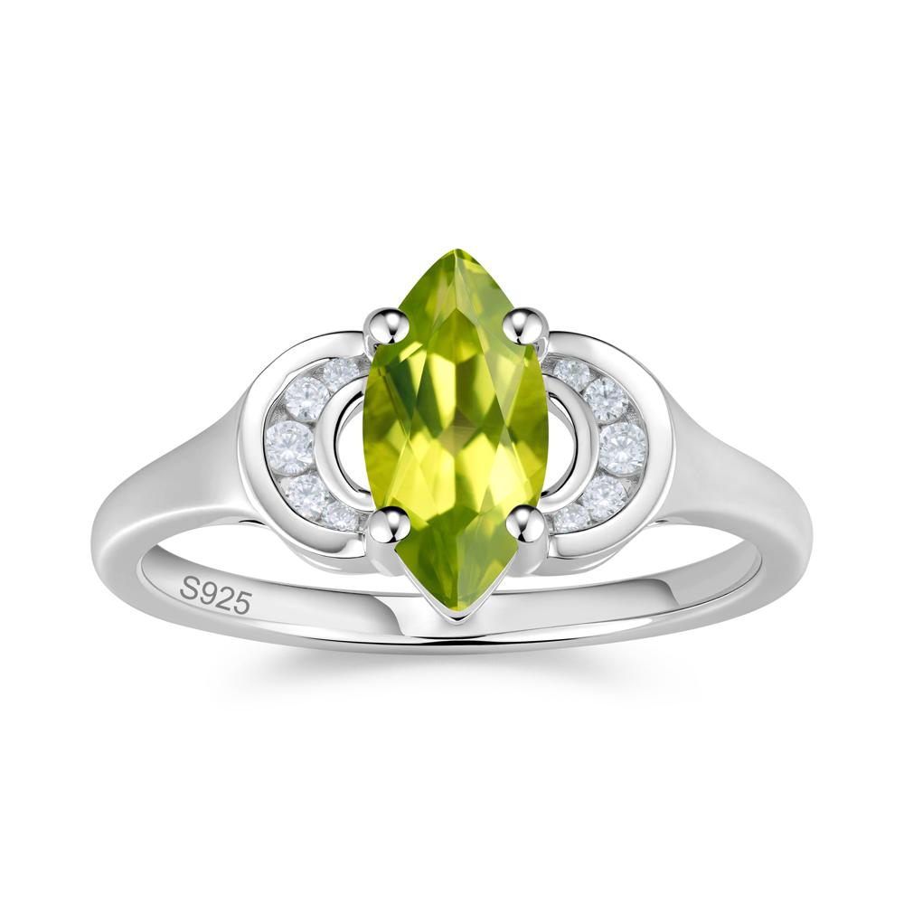 Romantic Lunar Halo Marquise Mystic Topaz Ring for Her - LUO Jewelry #gemstone_Peridot