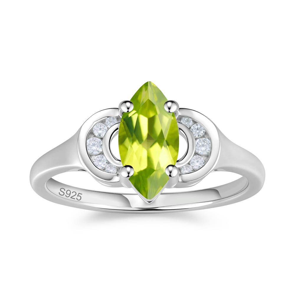Romantic Lunar Halo Marquise Mystic Topaz Ring for Her - LUO Jewelry #gemstone_Peridot