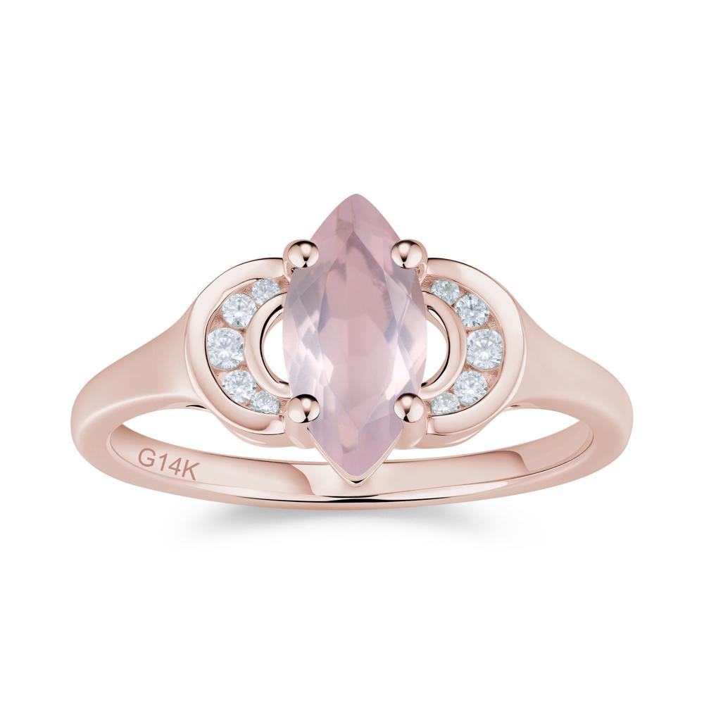 Romantic Lunar Halo Marquise Mystic Topaz Ring for Her - LUO Jewelry #gemstone_Rose Quartz