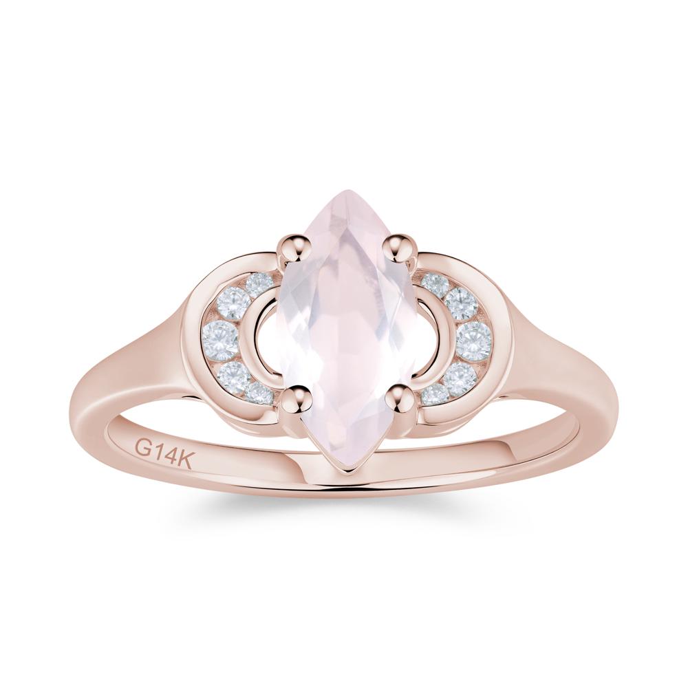 Romantic Lunar Halo Marquise Mystic Topaz Ring for Her - LUO Jewelry #gemstone_Rose Quartz
