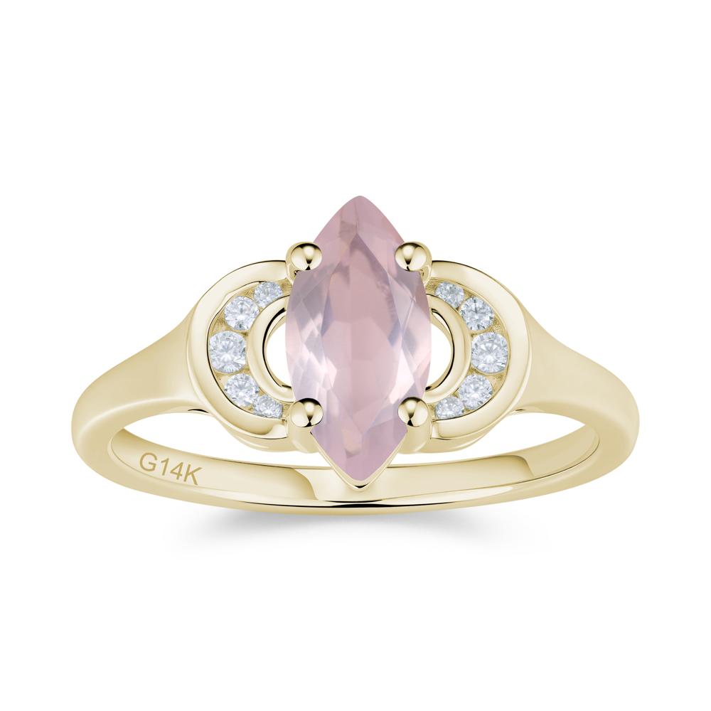 Romantic Lunar Halo Marquise Mystic Topaz Ring for Her - LUO Jewelry #gemstone_Rose Quartz