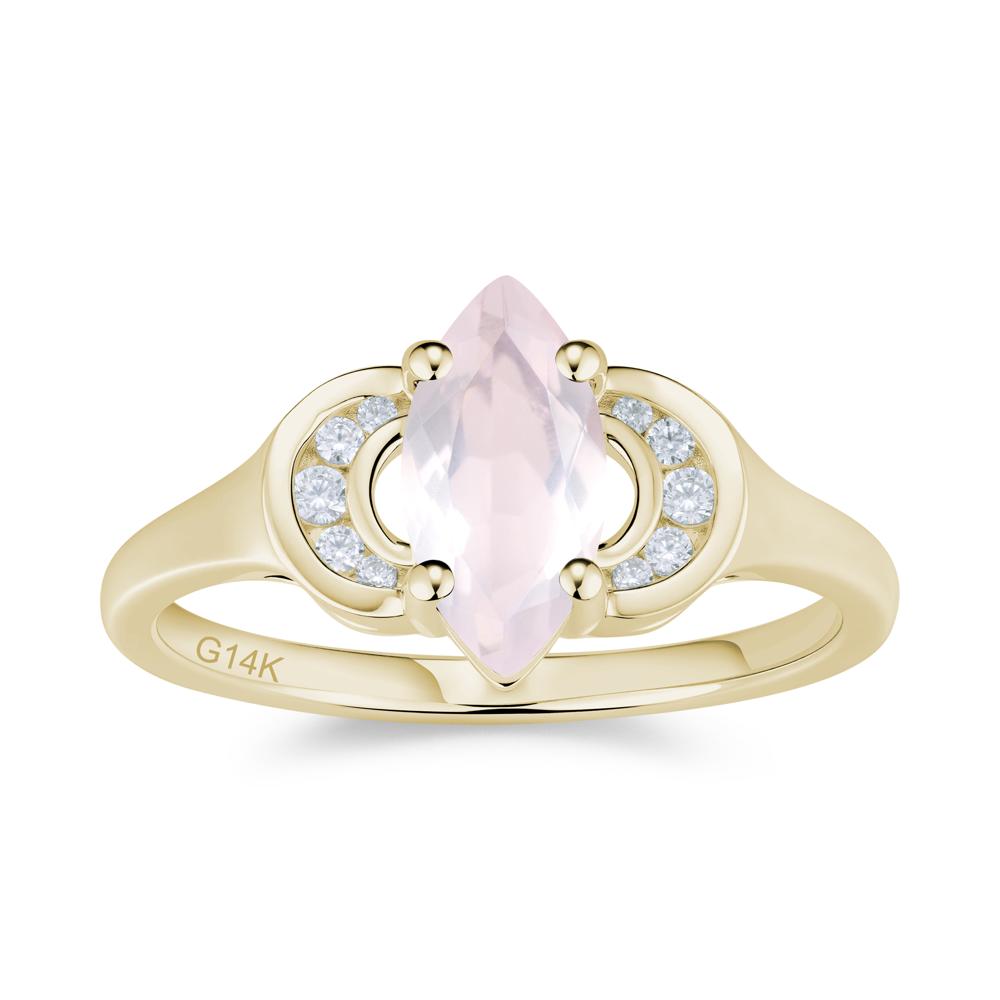 Romantic Lunar Halo Marquise Mystic Topaz Ring for Her - LUO Jewelry #gemstone_Rose Quartz