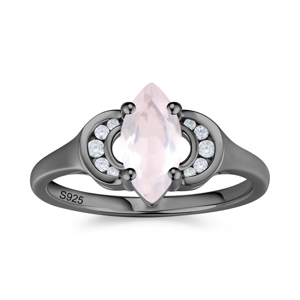 Romantic Lunar Halo Marquise Mystic Topaz Ring for Her - LUO Jewelry #gemstone_Rose Quartz