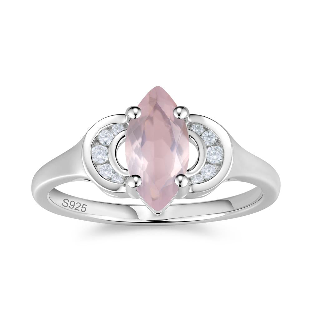 Romantic Lunar Halo Marquise Mystic Topaz Ring for Her - LUO Jewelry #gemstone_Rose Quartz